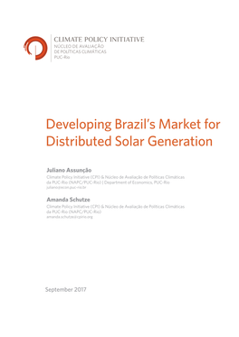 Developing Brazil's Market for Distributed Solar Generation