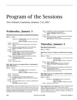Program of the Sessions, New Orleans, LA