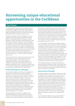 Harnessing Unique Educational Opportunities in the Caribbean