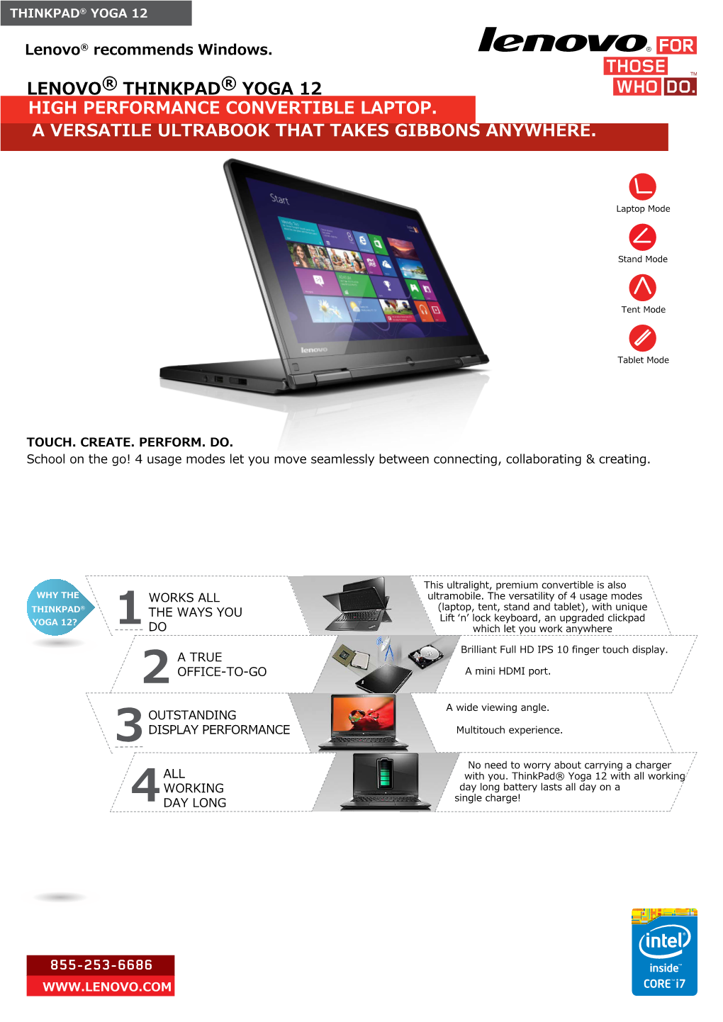 Lenovo® Thinkpad® Yoga 12 High Performance Convertible Laptop