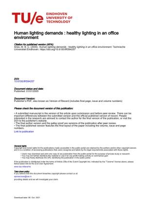 Human Lighting Demands : Healthy Lighting in an Office Environment