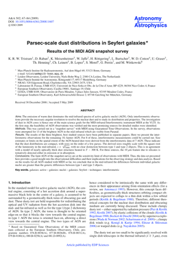 Parsec-Scale Dust Distributions in Seyfert Galaxies Results of the MIDI AGN Snapshot Survey