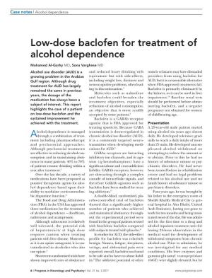 Low-Dose Baclofen for Treatment of Alcohol Dependence
