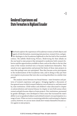 Gendered Experiences and State Formation in Highland Ecuador