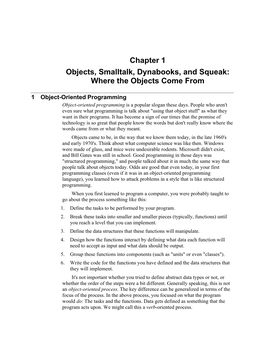 Chapter 1 Objects, Smalltalk, Dynabooks, and Squeak: Where the Objects Come From