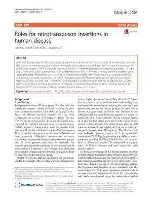 Roles for Retrotransposon Insertions in Human Disease Dustin C