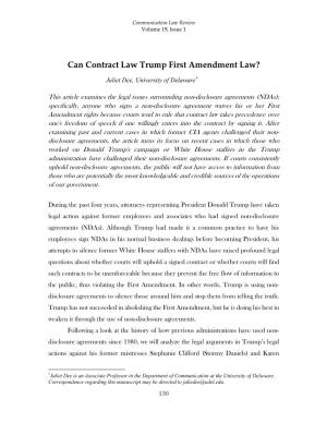 Can Contract Law Trump First Amendment Law?