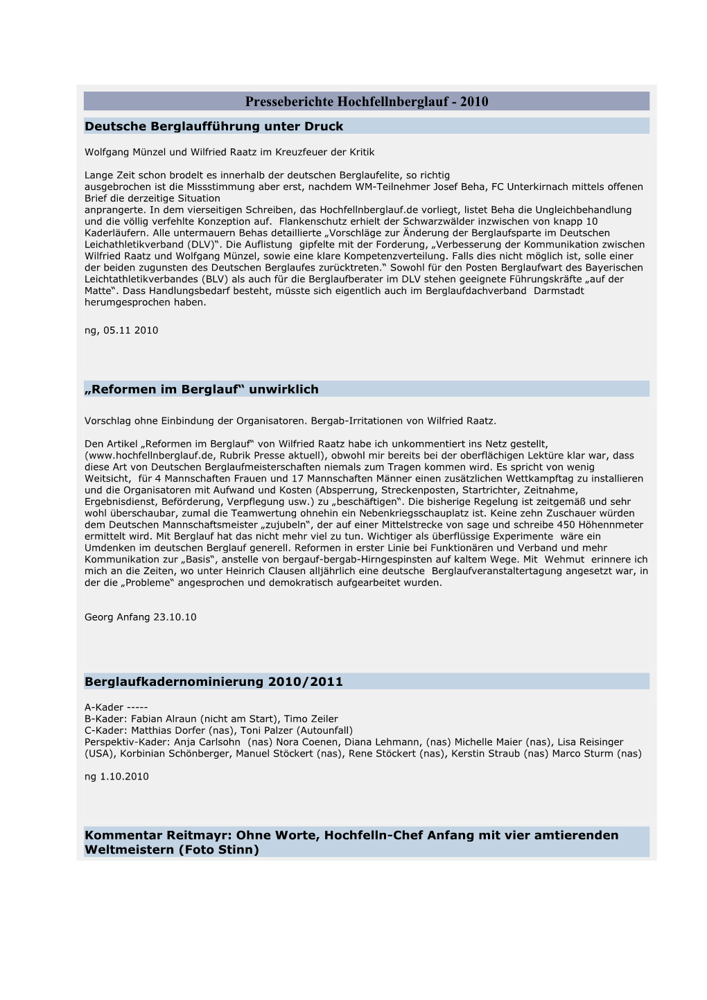Presseberichte Hochfellnberglauf - 2010 Deutsche Berglaufführung Unter Druck
