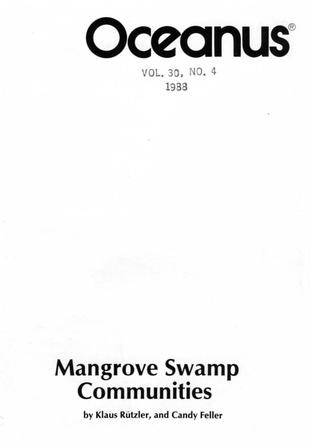 Mangrove Swamp Communities by Klaus Riitzler, and Candy Feller Mangrove Swamp