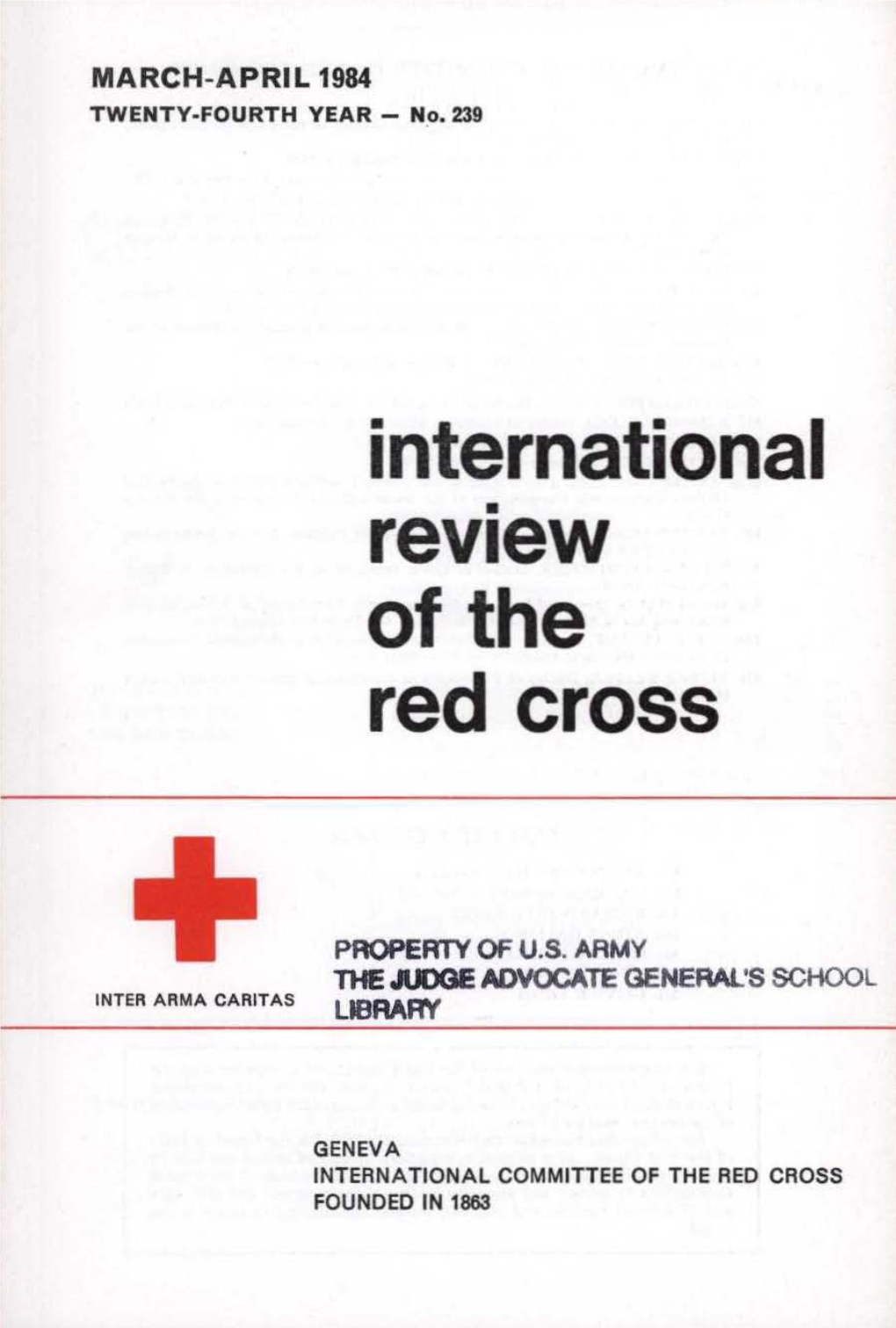 International Review of the Red Cross, March-April 1984, Twenty