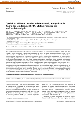 Spatial Variability of Cyanobacterial Community Composition in Sanya Bay As Determined by DGGE Fingerprinting and Multivariate Analysis