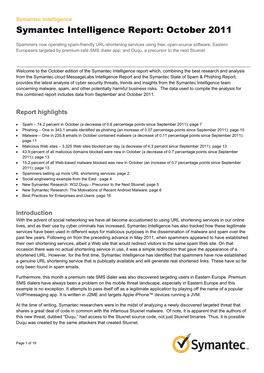 Symantec Intelligence Report: October 2011