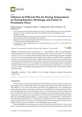 Influence of Different Hot Air Drying Temperatures on Drying Kinetics