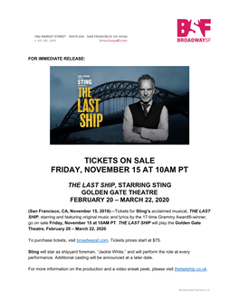 Sting, Starring in the Last Ship
