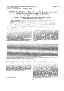 Alloiococcus Otitis Gen