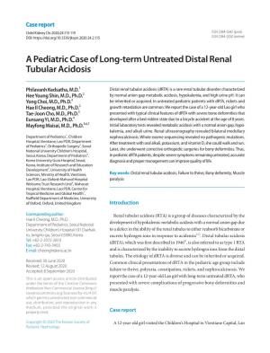 A Pediatric Case of Long-Term Untreated Distal Renal Tubular Acidosis