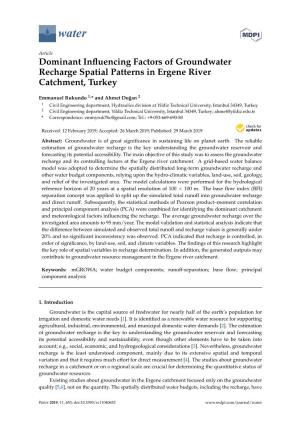 Dominant Influencing Factors of Groundwater Recharge Spatial Patterns in Ergene River Catchment, Turkey