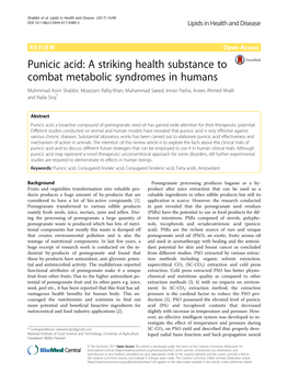 Punicic Acid: a Striking Health Substance to Combat Metabolic