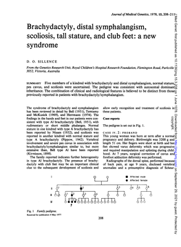 Brachydactyly, Distal Symphalangism, Scoliosis, Tall Stature, and Club Feet: a New Syndrome