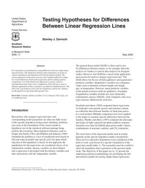 Testing Hypotheses for Differences Between Linear Regression Lines
