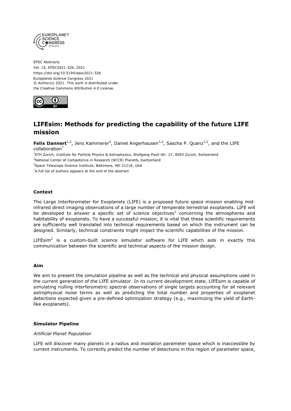 Lifesim: Methods for Predicting the Capability of the Future LIFE Mission