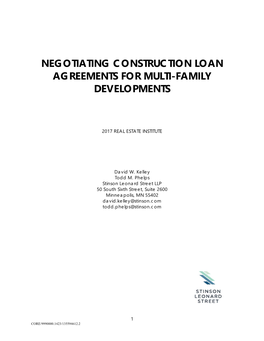 Negotiating Construction Loan Agreements for Multi-Family Developments