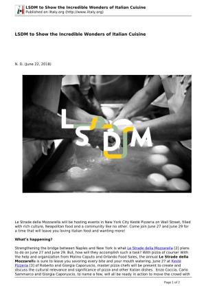 LSDM to Show the Incredible Wonders of Italian Cuisine Published on Iitaly.Org (