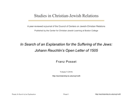 Johann Reuchlin's Open Letter of 1505