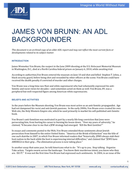 James Von Brunn: an Adl Backgrounder