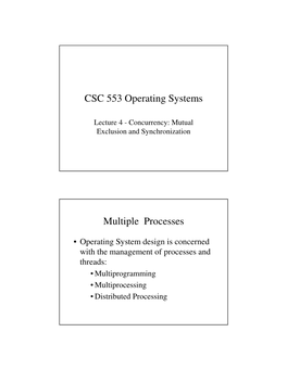 CSC 553 Operating Systems Multiple Processes