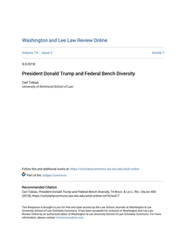 President Donald Trump and Federal Bench Diversity