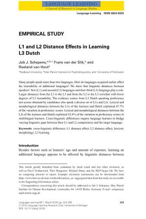 EMPIRICAL STUDY L1 and L2 Distance Effects in Learning L3 Dutch