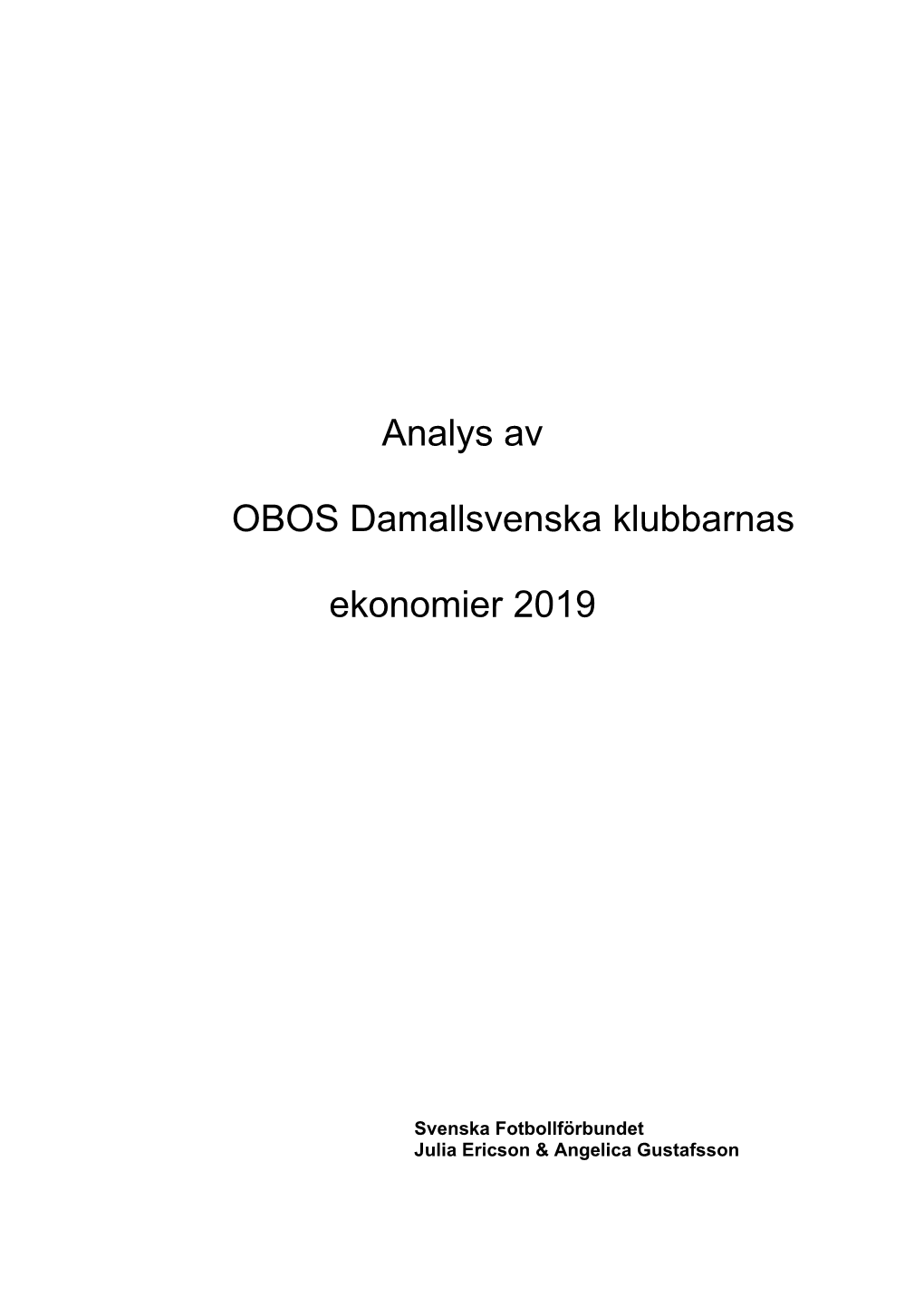Analys OBOS Damallsvenskan 2019
