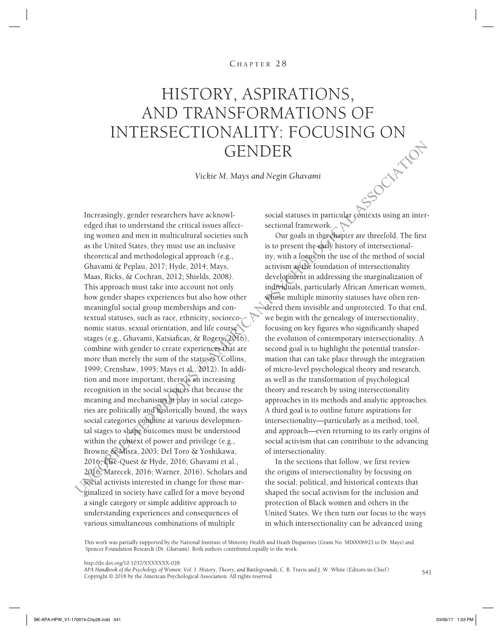 History, Aspirations, and Transformations of Intersectionality: Focusing on Gender