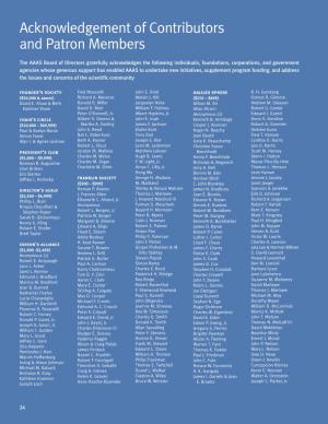 Acknowledgement of Contributors and Patron Members