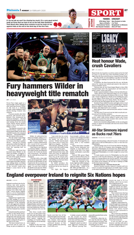 Fury Hammers Wilder in Heavyweight Title Rematch