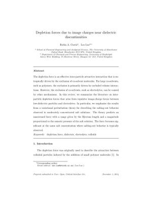 Depletion Forces Due to Image Charges Near Dielectric Discontinuities