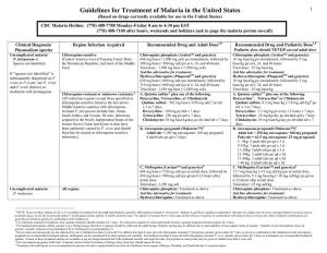 Guidelines for Treatment of Malaria in the United States (Based on Drugs