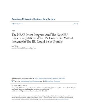 The Nsa's Prism Program and the New Eu Privacy Regulation: Why U.S