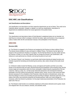 DGC ARC Job Classifications