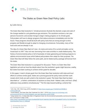 The States As Green New Deal Policy Labs