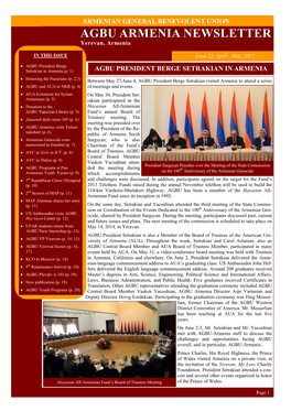Agbu Armenia Newsletter Issue 25, April - May, 2013