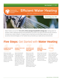 Efficient Water Heating Council Join Your Neighbors in Saving Energy and Money