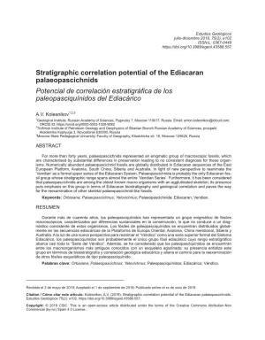 Potencial De Correlación Estratigráfica De Los Paleopasciquínidos Del Ediacárico