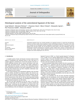 Histological Analysis of the Anterolateral Ligament of the Knee