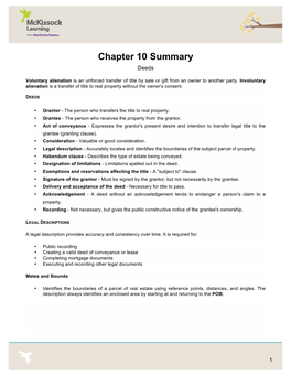 Chapter 10 Summary Deeds