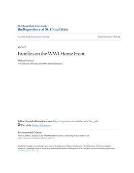 Families on the WWI Home Front Melissa Peterson St