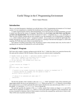 Useful Things in the C Programming Environment
