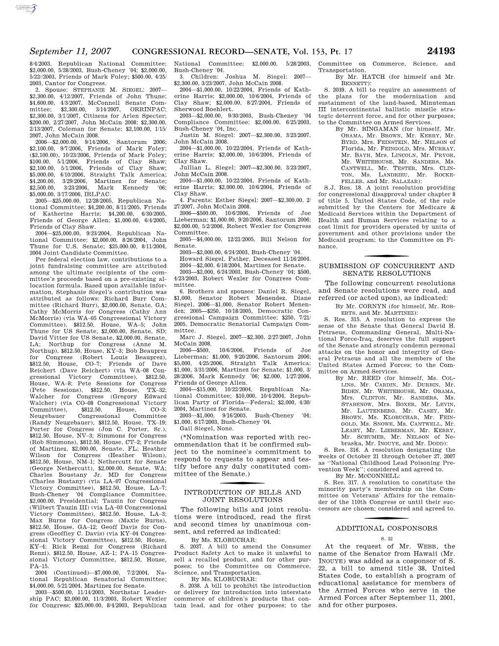 CONGRESSIONAL RECORD—SENATE, Vol. 153, Pt. 17