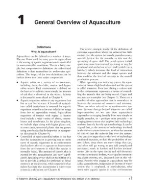 1 General Overview of Aquaculture